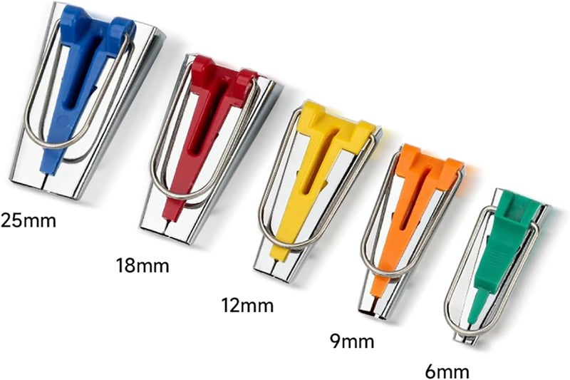 KEARING 5-Size Bias Tape Maker Kit - 1/4" 3/8" 1/2" 3/4" 1" Quilting Tools Set with Metal Guides for DIY Sewing & Fabric Binding | Durable, Non-Slip Design (5-Piece) - Image 2